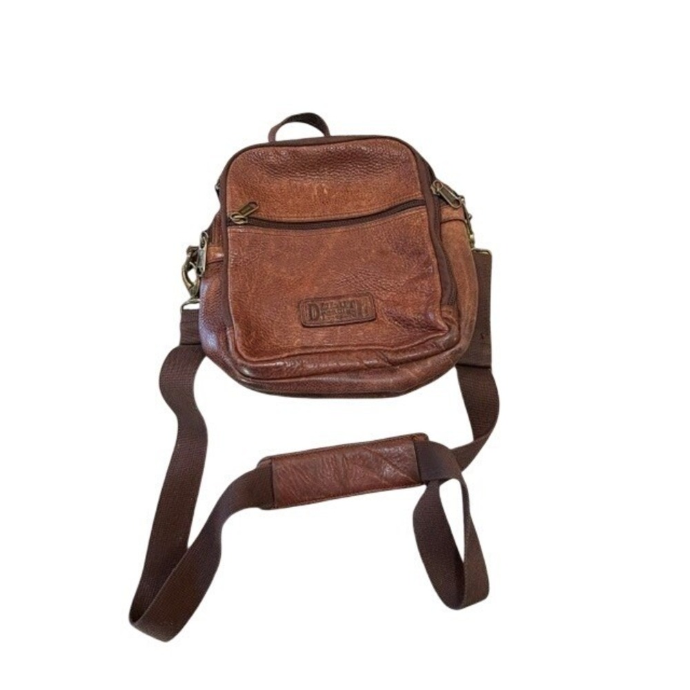 Duluth Trading Co Brown Pebbled Leather Crossbody Messenger Bag Tablet Sleeve
